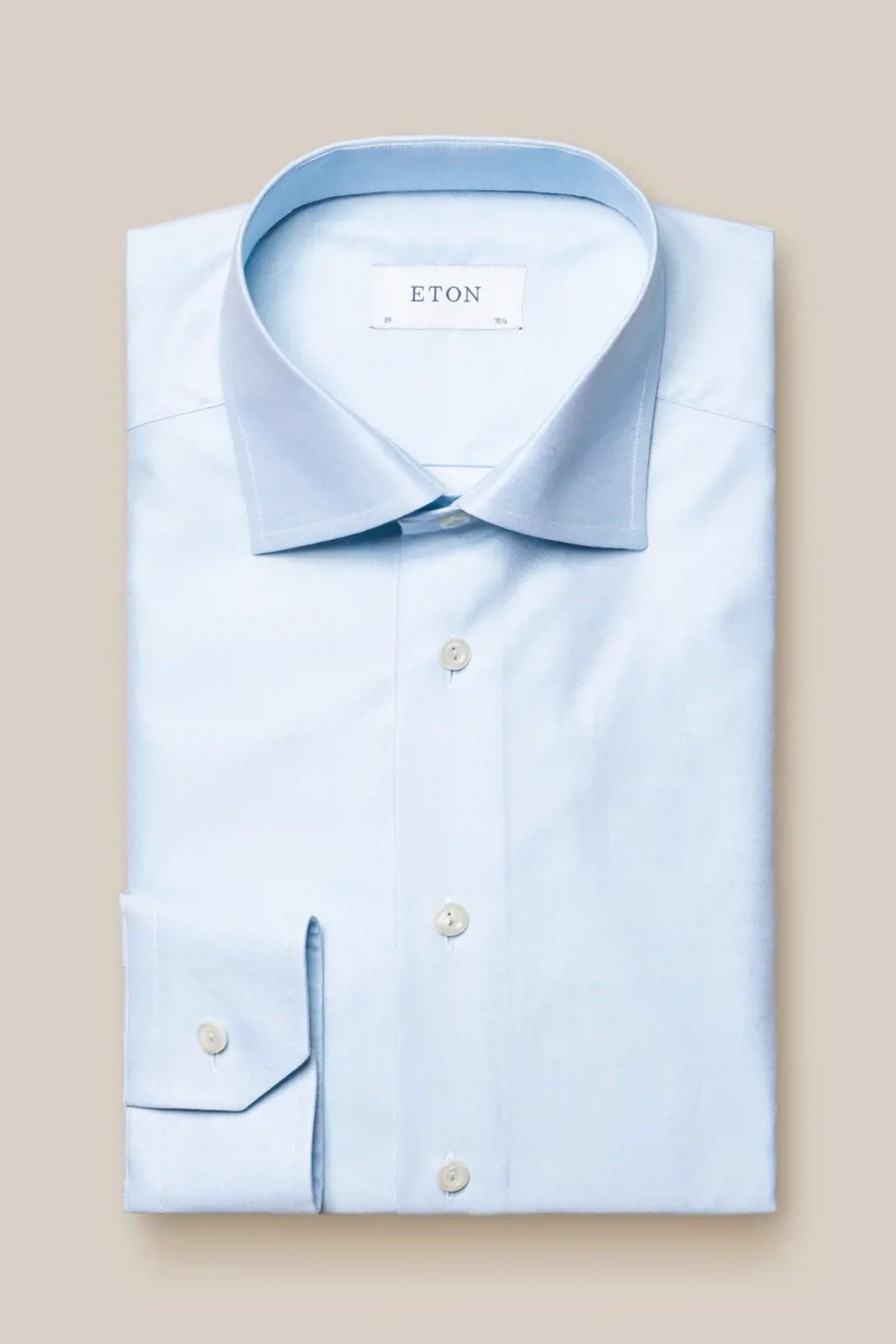 Mann Eton Penskjorter | Slim Light Blue Signature Twill Shirt,Lys Bla