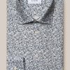 Mann Eton Penskjorter | Contemporary Gray Floral Print Signature Poplin Shirt,Gra Monster