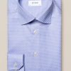 Mann Eton Skjorter | Light Blue Checked Dobby Shirt,Bla Monstret