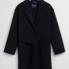 Kvinne Gant Kaper | Wool Blend Belted Coat,Mork Bla