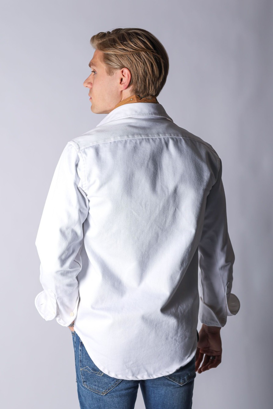 Mann Eton Hverdagsskjorter | White Heavy Denim Twill Overshirt,Hvit