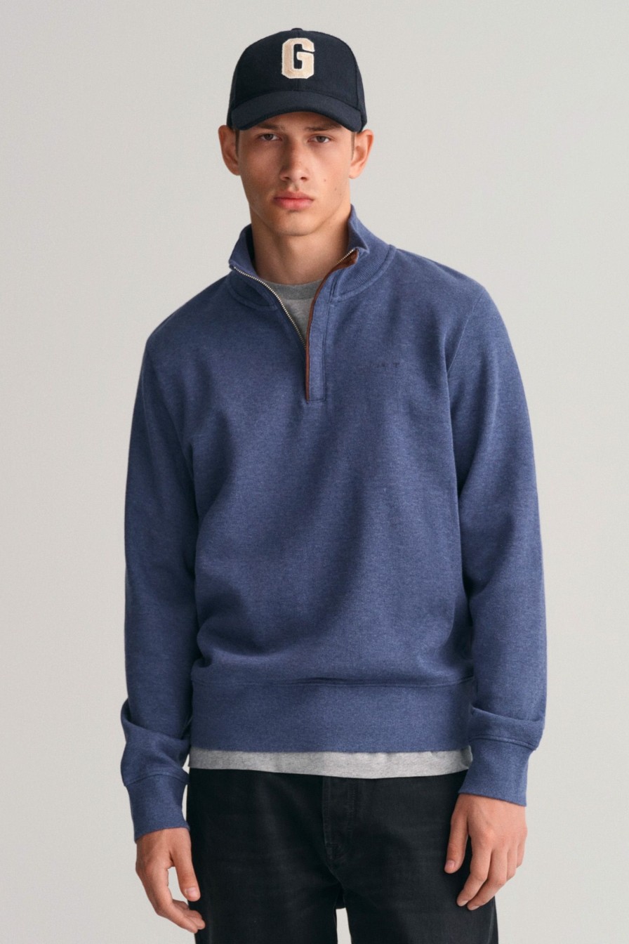 Mann Gant Gensere | Sacker Rib Half Zip,Jeansblue Melange