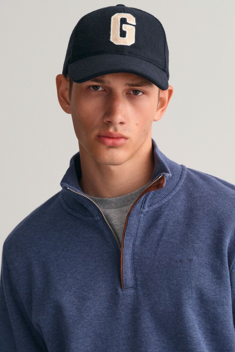 Mann Gant Gensere | Sacker Rib Half Zip,Jeansblue Melange