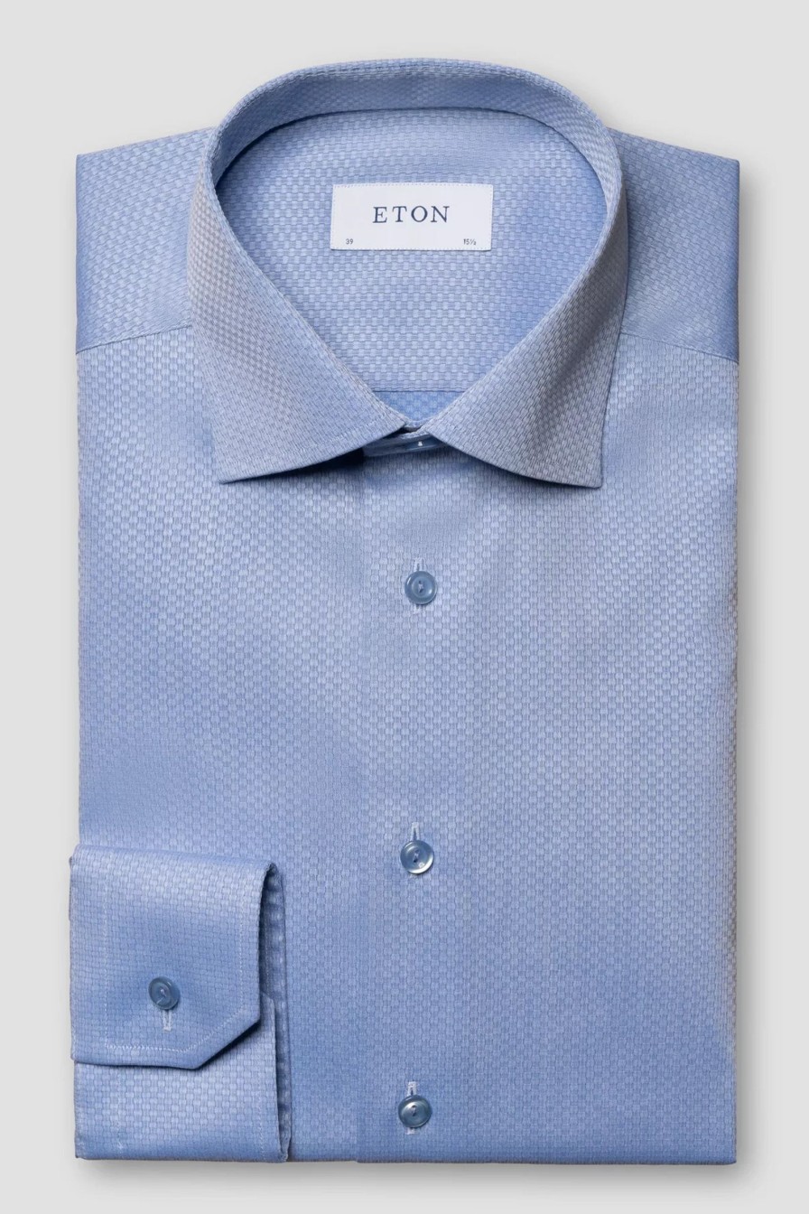 Mann Eton Penskjorter | Blue Dobby Shirt,Blue