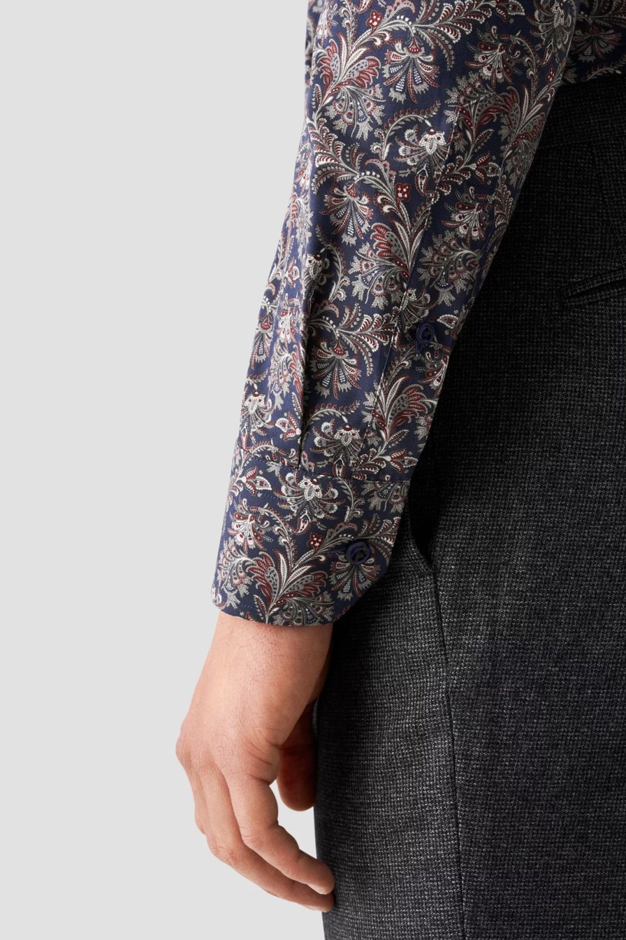 Mann Eton Penskjorter | Slim Paisley Print Signature Twill Shirt,Navy Blue