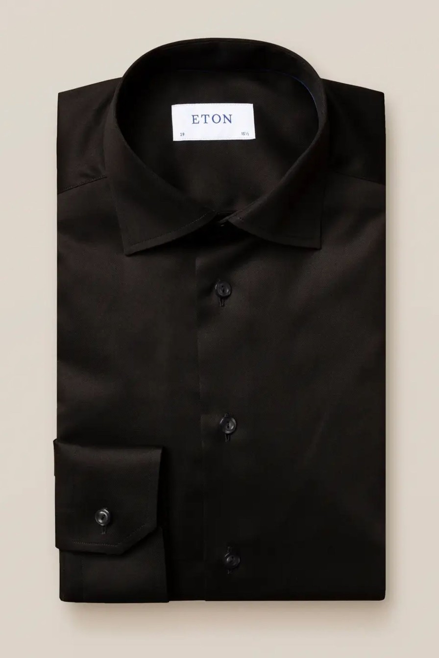 Mann Eton Penskjorter | Superslim Black Signature Twill Shirt Super,Sort