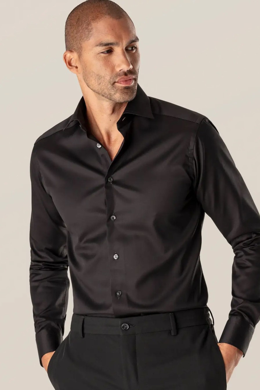 Mann Eton Penskjorter | Superslim Black Signature Twill Shirt Super,Sort